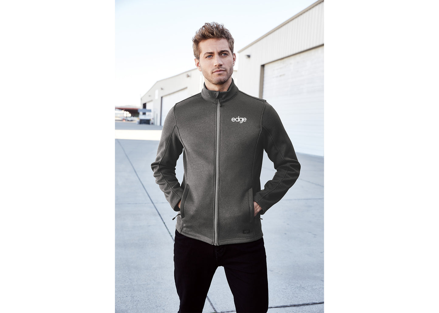edge - OGIO ® Grit Fleece Jacket in Diesel Gray w/ White Logo