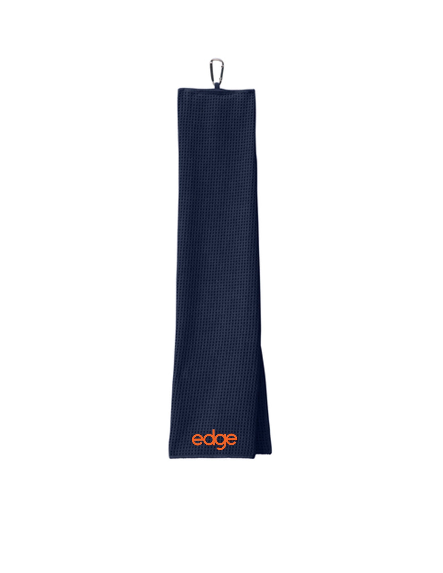 edge - Waffle Microfiber Golf Towel - Navy w/ Orange edge Logo