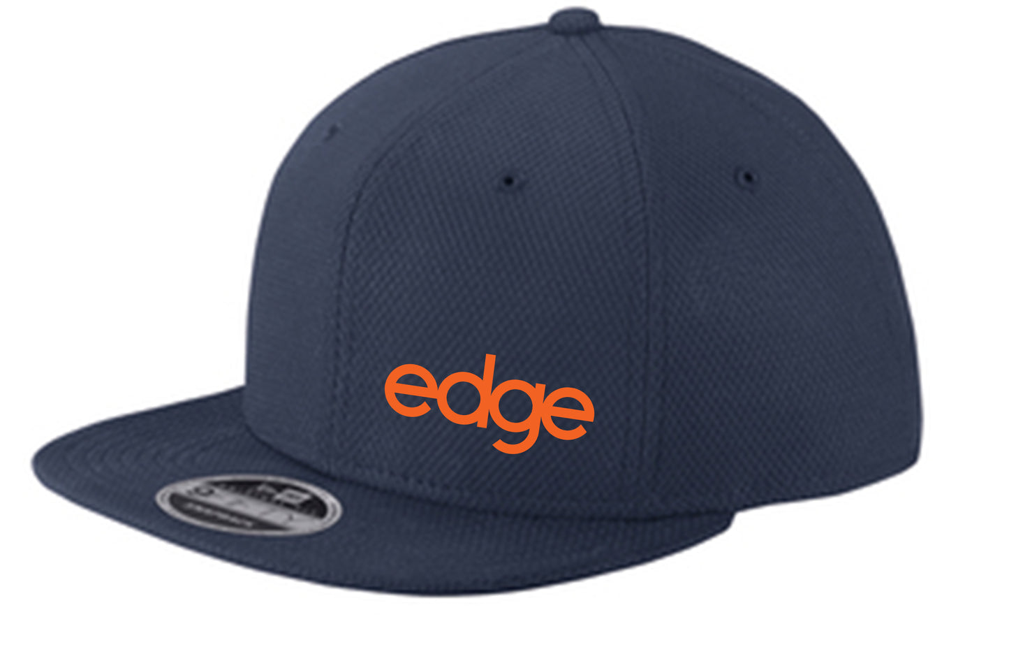 edge - New Era® Original Fit Diamond Era Flat Bill Snapback Cap in True Navy w/ Orange Logo