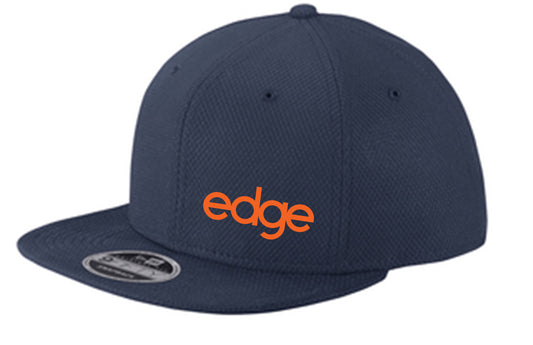 edge - New Era® Original Fit Diamond Era Flat Bill Snapback Cap in True Navy w/ Orange Logo