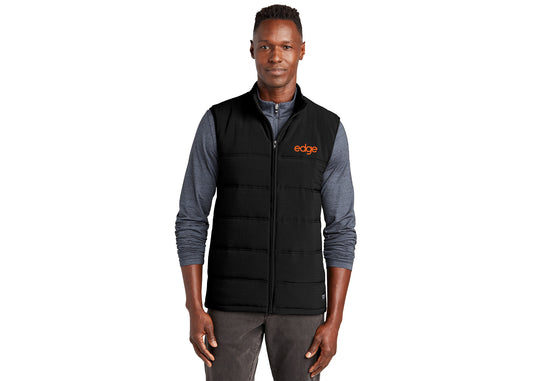 edge - TravisMathew Cold Bay Vest in Black w/ Orange Logo